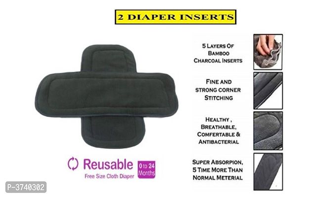 Little Toddlers Pack of 2 Bamboo Charcoal Diaper Inserts Liner Pads (5 Layers) Reusable Washable Cotton Diaper Nappy Inserts Natures Cloth Diaper Liner For Baby/Toddler/Infants I Age 0-24 Months