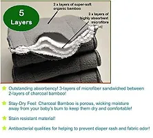 Little Toddlers Pack of 2 Bamboo Charcoal Diaper Inserts Liner Pads (5 Layers) Reusable Washable Cotton Diaper Nappy Inserts Natures Cloth Diaper Liner For Baby/Toddler/Infants I Age 0-24 Months-thumb3