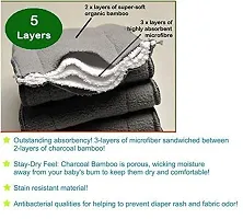 Little Toddlers Pack of 3 Bamboo Charcoal Diaper Inserts Liner Pads (5 Layers) Reusable Washable Cotton Diaper Nappy Inserts Natures Cloth Diaper Liner For Baby/Toddler/Infants I Age 0-24 Months-thumb3