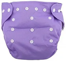 Little Toddlers Pack of 2 Baby Washable Reusable Adjustable Cloth Free Size Diapers Nappy With 2 Bamboo Charcoal Insert Liner Pads (5 Layers) For Babies/Infants I Age 0-24 Months [3-16 KG] (PURPLE)-thumb4