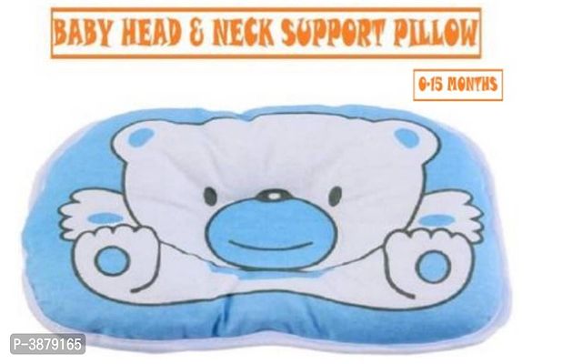 Little Toddlers Baby Bear Print Neck and Head Support Sleeping Pillow for Toddlers/Infants I Age 0-15 Months I Baby Cotton Pillow (BLUE)-thumb0
