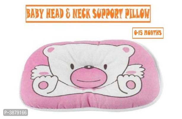 Little Toddlers Pack of 1 Baby Bear Print Neck and Head Support Sleeping Pillow for Toddlers/Infants I Age 0-15 Months I Baby Cotton Pillow (PINK)