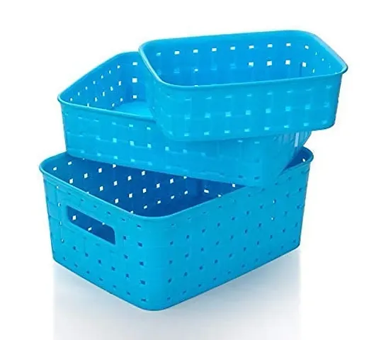 WINDBUZZ Multipurpose Smart Shelf Basket Set 3 Pc Storage Basket