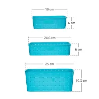 WINDBUZZ Multipurpose Smart Shelf Basket Storage Basket Set (Blue, 3 Piece)-thumb1