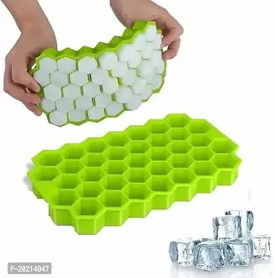 Windbuzz Flexible Silicone Honeycomb 37 Cavity Ice Cube Tray with Lid Trays for Freezer Moulds Small Cubes Whiskey Fridge Bar Soft Ice Cube Tray (Multicolor) (1)