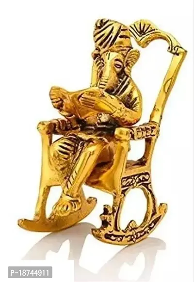 Premium Quality Ganesha Reading Ramayana Statue Hindu God Ganpati Sitting On Chair Idol-thumb0