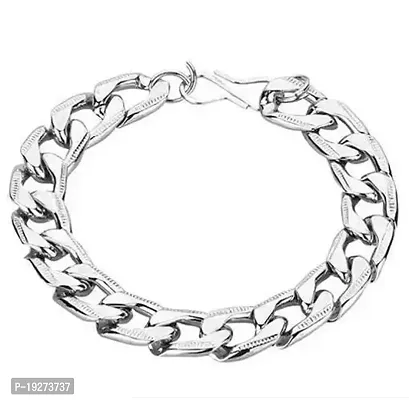 Silver Chain Bracelet Silver Plated Stainless Steel Chain Style Silver Bracelet For Men Boys Men's Bracelets 8.5 Inches