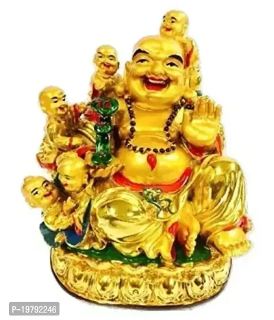 Laughing Buddha with 5 Children for Wealth and Success Decorative Showpiece Idols  Figurines-thumb0