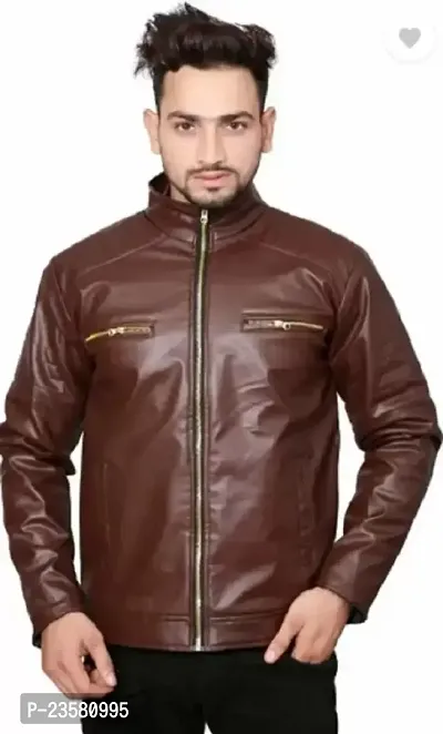 Mens Leather Look Jacket Stylish  Comfortable-thumb0