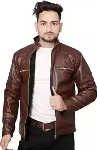Mens Leather Look Jacket Stylish  Comfortable-thumb1