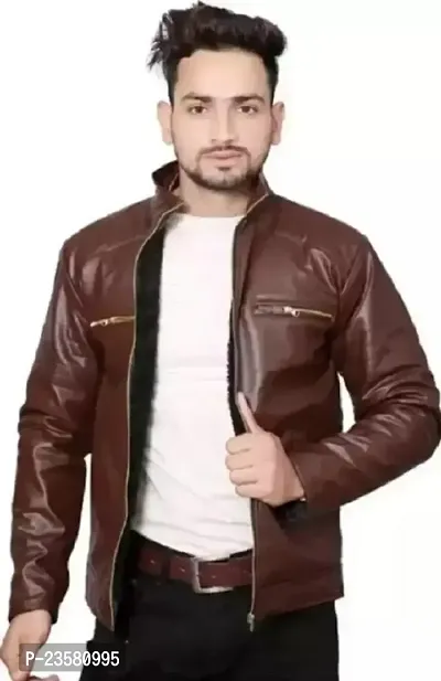Mens Leather Look Jacket Stylish  Comfortable-thumb2
