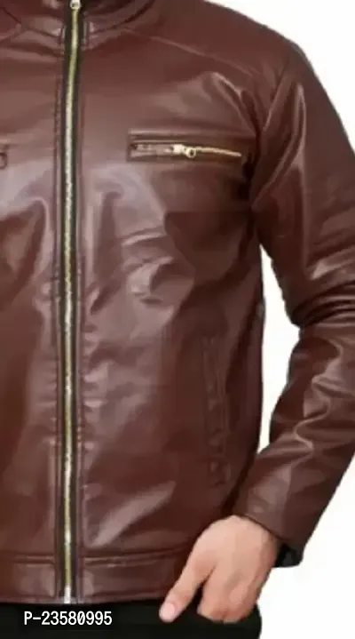 Mens Leather Look Jacket Stylish  Comfortable-thumb3