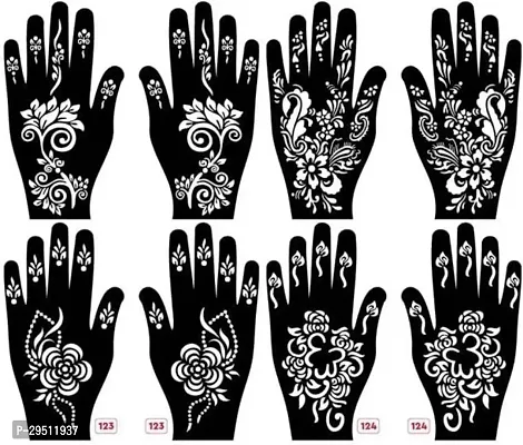 Henna Tattoo Stencil Mehandi Stencils Pack of 8-thumb0