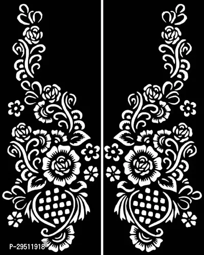 Heena Stencil Sticker Reusable for Both Hand Mehandi Stencil Sticker Design Floral Pack of 2-thumb0