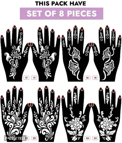 Henna Tattoo Stencil Mehandi Stencils Pack of 8-thumb0