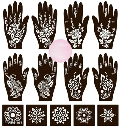 Henna Tattoo Stencil Hand Finger Paint Temporary Tattoo Floral Pack of 13