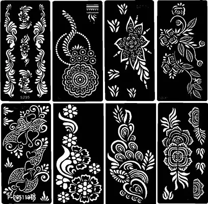 Henna Tattoo Stencil Mehandi Stencils Floral Pack of 8-thumb0