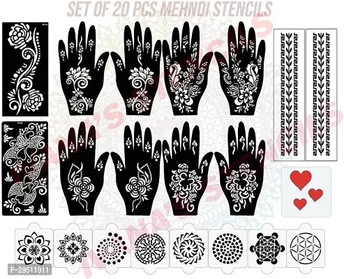 Henna Tattoo Stencil Women Girls Hand Finger Paint Temporary Tattoo Floral Pack of 25