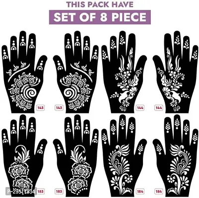 Henna Tattoo Stencil  Mehandi Stencils Pack of 8-thumb0