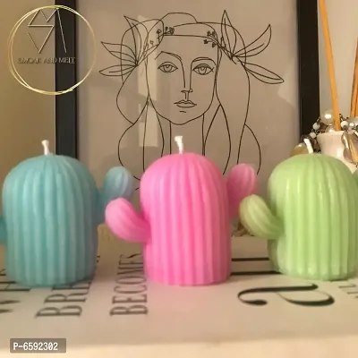 Smoak And Melt Mini Cactus Candle Set - Succulent Decor | Home Decor | Handmade | Pack of 3-thumb2
