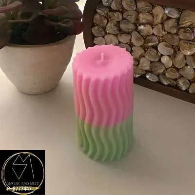 Smoak And Melt Ribbed Pillar Candle | Home Decor | Handmade-thumb3