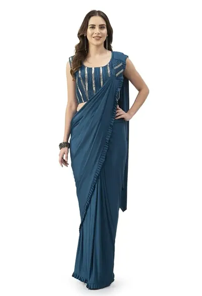 Stylish Lycra Self Pattern Ready to Wear Saree