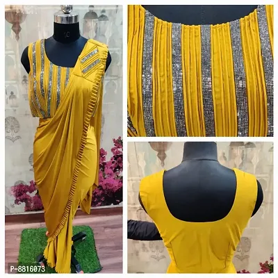 Classic Lycra Solid Saree with Blouse piece-thumb0