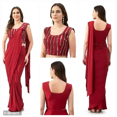 Classic Lycra Solid Saree with Blouse piece