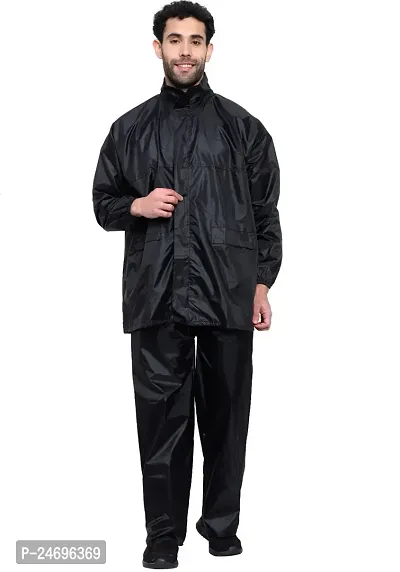 VORDVIGO Raincoat for Men Waterproof Raincoat with Hood Raincoat for Men Bike Rain Suit Rain Jacket Suit with Storage Bag Size-XL (Black)-thumb0