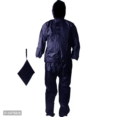 VORDVIGO Men's Rider Solid Rainsuit Raincoat Pant style with Jacket (Black  Blue)-thumb0