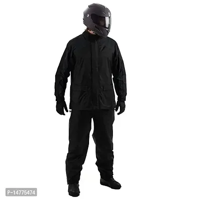 VORDVIGO Rain Coat for Men Waterproof Raincoat with Pant semi-Nylon Rain Coat For Men Bike Rain Suit Rain Jacket Suit with Mobile Pocket  Storage Bag (Black  Blue)