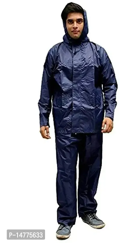 VORDVIGO Men/Women Stylish Raincoat/Rainwear/Rainsuit/barsaati/Overcoat with Hoods and Side Pocket 100% Waterproof rain Suit for Men/Women Free Size (Blue)