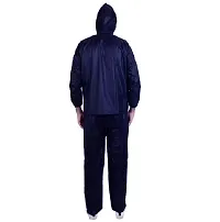 VORDVIGO Semi Nylon Water Resistant Rain Coat with Pant (Black  Blue)-thumb1