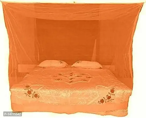 VORDVIGO Mosquito Net for Double Bed Nylon Mosquito Net for Baby | Bedroom | Family_Size-6x6 FT_Color-Orange-thumb0