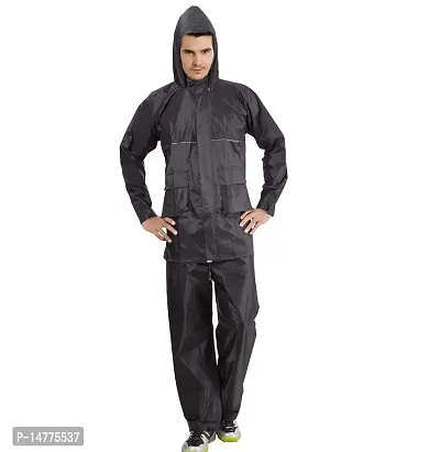 Rain Coat For Men Waterproof Raincoat With Hood Rain Coat For Men Bike Rain Suit Rain Jacket Suit Black Blue-thumb0