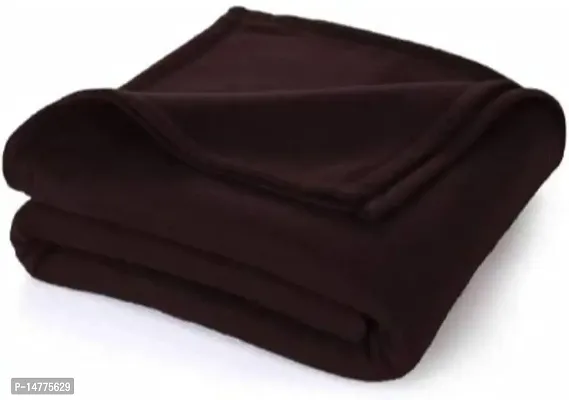 VORDVIGO? All Season Plain/Solid Light Weight Polar Fleece Single Bed Blanket (152 x 228 cm, Brown)-thumb0