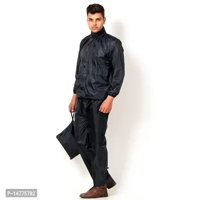 VORDVIGO Waterproof Rain coat for Men for Biker Raincoat for Men Raincoat | Rainwear | Rainsuit | Overcoat for Men (Black  Blue)-thumb0