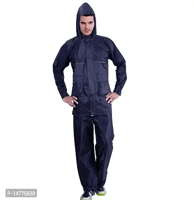 VORDVIGO Rain Coat for Men Waterproof Raincoat with Hood Rain Coat For Men Bike Rain Suit Rain Jacket Suit -Black  Blue-thumb0