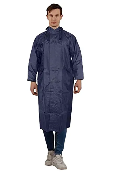 Veena ENTERPRIZEZ @Stylish Long Rain Coat for Men (Free Size), Plain / Solid, XXL with Closure Pocket with Storage Bag || Rainsuit/Rainwear/Raincoat/Barsaticoat 100% Waterproof ||LR16