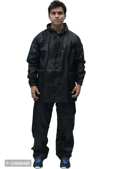 VORDVIGO Semi-Nylon Water Resistant Rain coat with Pant (Black, Size-Free)-thumb0