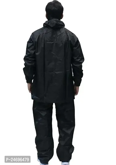 VORDVIGO Semi-Nylon Water Resistant Rain coat with Pant (Black, Size-L)-thumb2