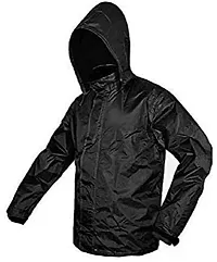 Stylish Raincoat Rainwear Rainsuit Barsaati Overcoat With Hoods And Side Pocket 100 Per Waterproof Rain Suit For Men Women Free Size Black-thumb1