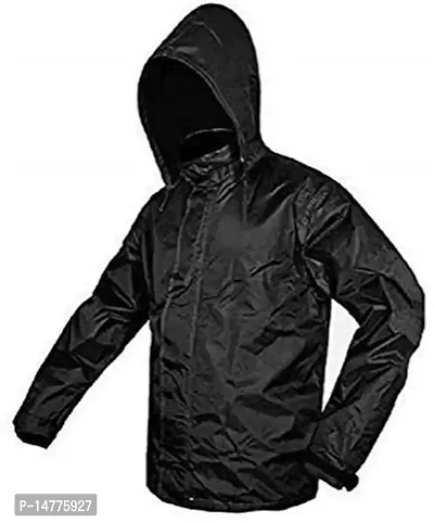 Stylish Raincoat Rainwear Rainsuit Barsaati Overcoat With Hoods And Side Pocket 100 Per Waterproof Rain Suit For Men Women Free Size Black-thumb2