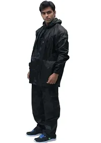 VORDVIGO Semi-Nylon Water Resistant Rain coat with Pant (Black, Size-L)-thumb2