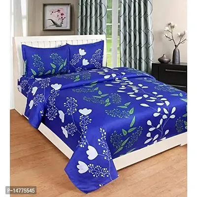 3D Printed 144 TC Poly Cotton Bedsheet for Double Bed with 2 Pillow Covers, Size-88x88 Inches
