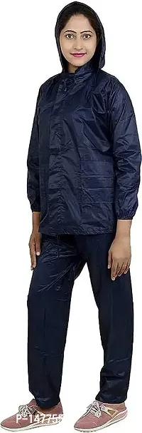 VORDVIGO Men/Women Stylish Waterproof Raincoat, Super Soft Durable Bikers Rain Jacket and Pant for Men with Adjustable Hood XXL Size (Blue)