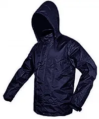 VORDVIGO Rainwear Mens Raincoat Set Coat with Pant Waterproof with Adjustable Hood Rain Suit-Black  Blue-thumb1