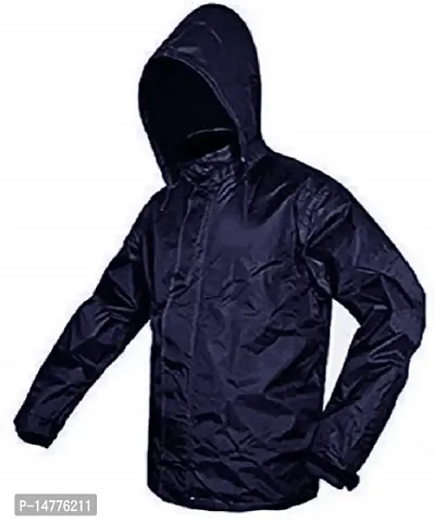 VORDVIGO Rainwear Mens Raincoat Set Coat with Pant Waterproof with Adjustable Hood Rain Suit-Black  Blue-thumb2
