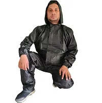 VORDVIGO Lightweight 100% Waterproof Raincoat set of Top  Bottom for Men's with hood (Black  Blue)-thumb1