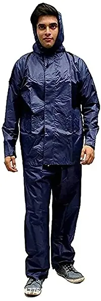 VORDVIGO Men/Women Stylish Raincoat/Rainwear/Rainsuit/barsaati/Overcoat with Hood and Side Pocket 100% Waterproof Portable rain Suit for Men/Women_Size- XXL (Blue)
